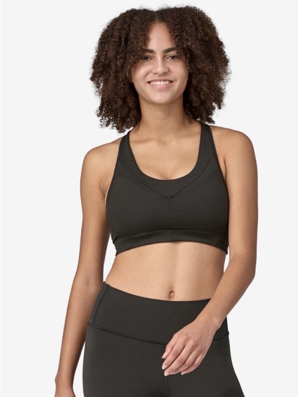 Patagonia Wild Trails Sports Bra Black Racerback High Impact Size Large